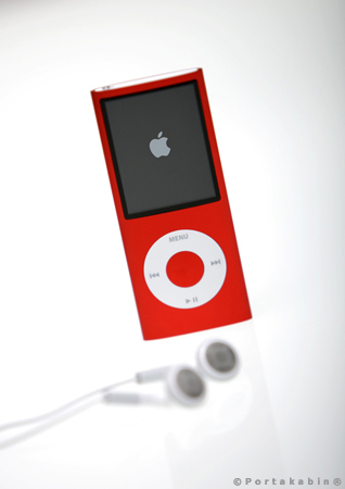 Red Ipod on white background. Conceptual Photography by David Barr